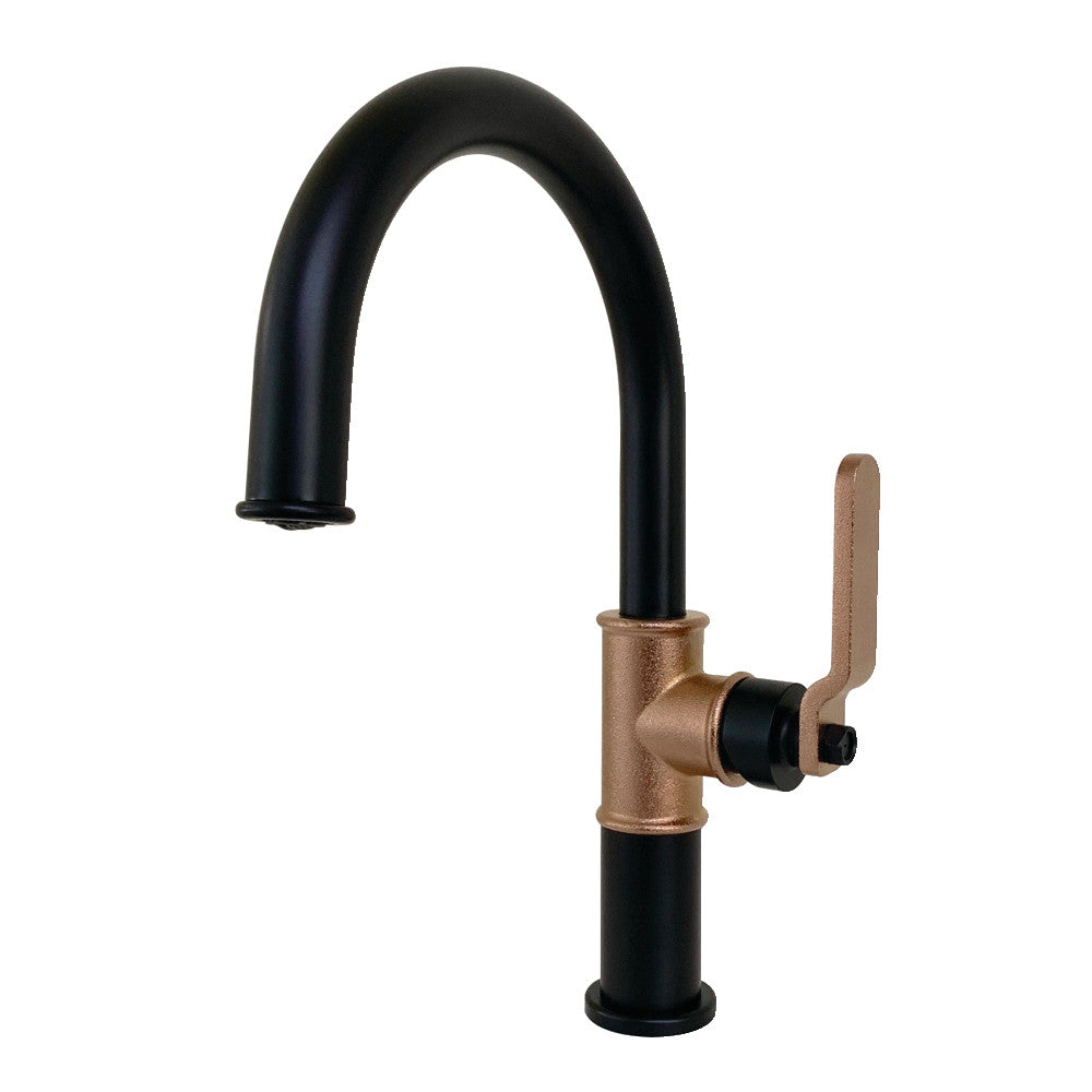 Kingston Brass KS2237KL Eagan Single-Handle Bathroom Faucet with Push Pop-Up, Matte Black/Rose Gold - BNGBath