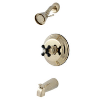 Thumbnail for Kingston Brass KB3632PKX Duchess Tub and Shower Faucet with Cross Handle, Polished Brass - BNGBath