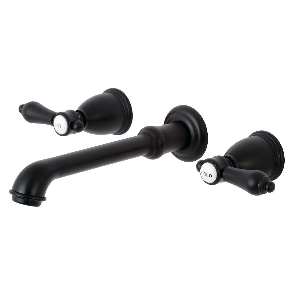 Kingston Brass KS7120BAL 8" Center Wall Mount Bathroom Faucet, Matte Black - BNGBath