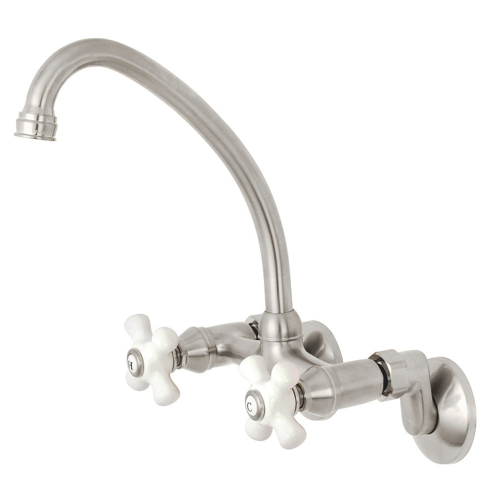 Kingston Brass KS614SN Kingston Two Handle Wall Mount Bathroom Faucet, Brushed Nickel - BNGBath