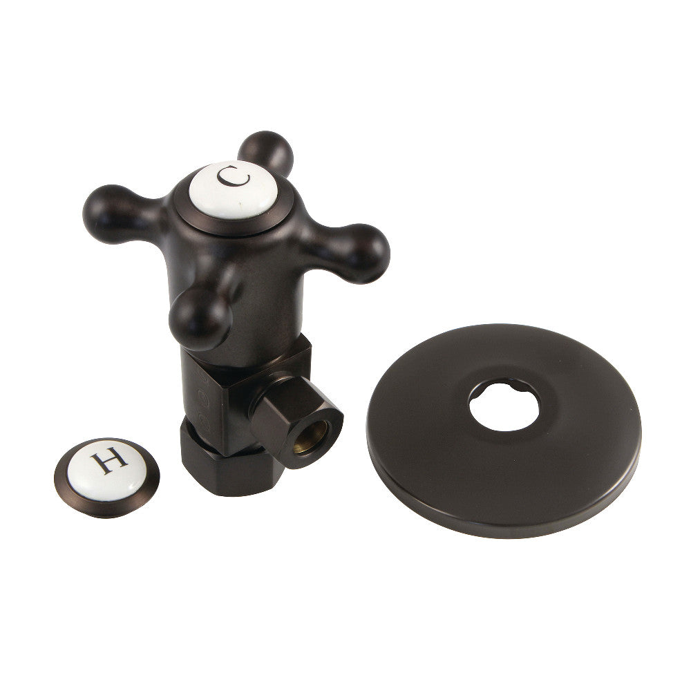 Kingston Brass CD53305BXK 5/8"O.D x 3/8" O.D Anti-Seize Deluxe Quarter Turn Ceramic Hardisc Cartridge Angle Stop with Flange, Oil Rubbed Bronze - BNGBath