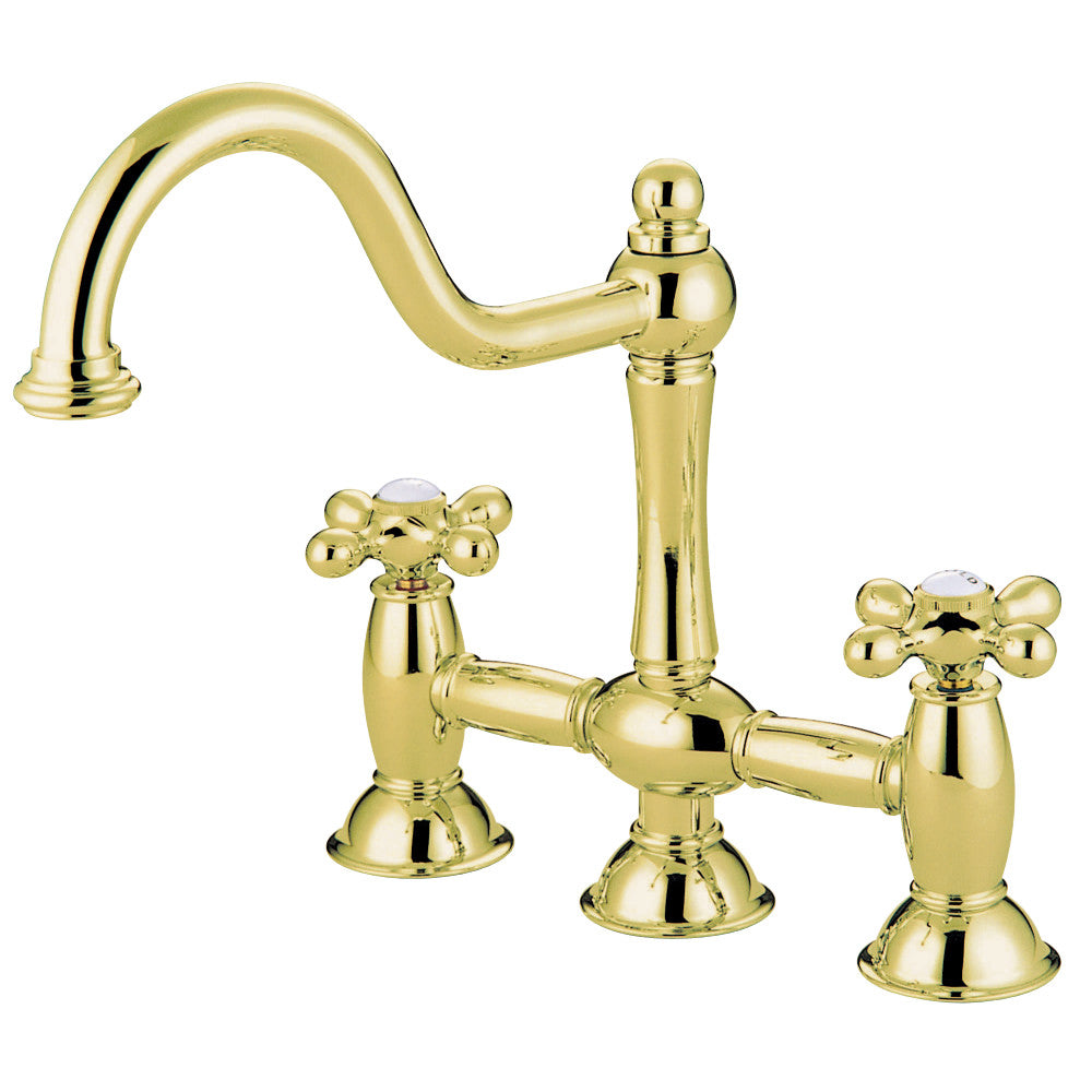 Kingston Brass KS3782AX Restoration Bridge Kitchen Faucet, Polished Brass - BNGBath