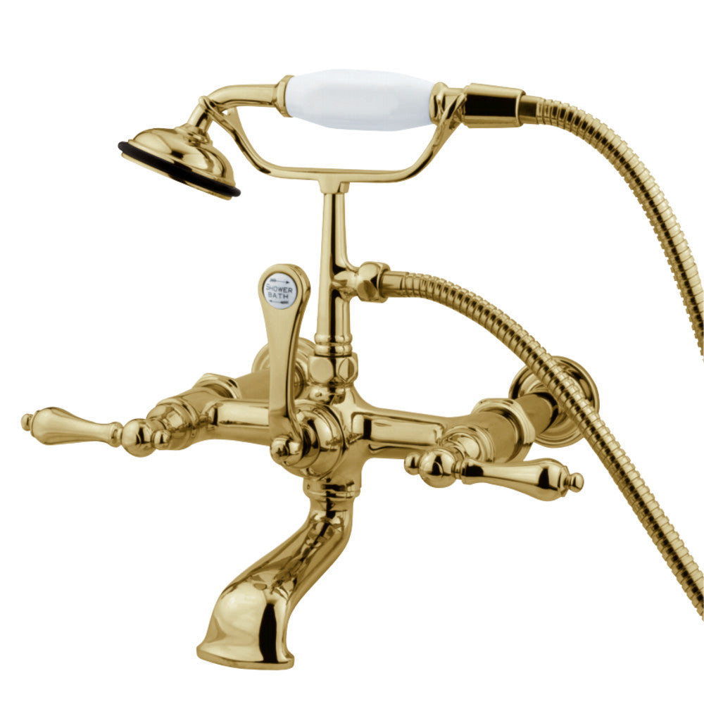 Kingston Brass CC541T2 Vintage 7-Inch Wall Mount Tub Faucet with Hand Shower, Polished Brass - BNGBath