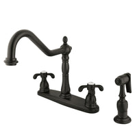 Thumbnail for Kingston Brass KB1755TXBS French Country Centerset Kitchen Faucet, Oil Rubbed Bronze - BNGBath