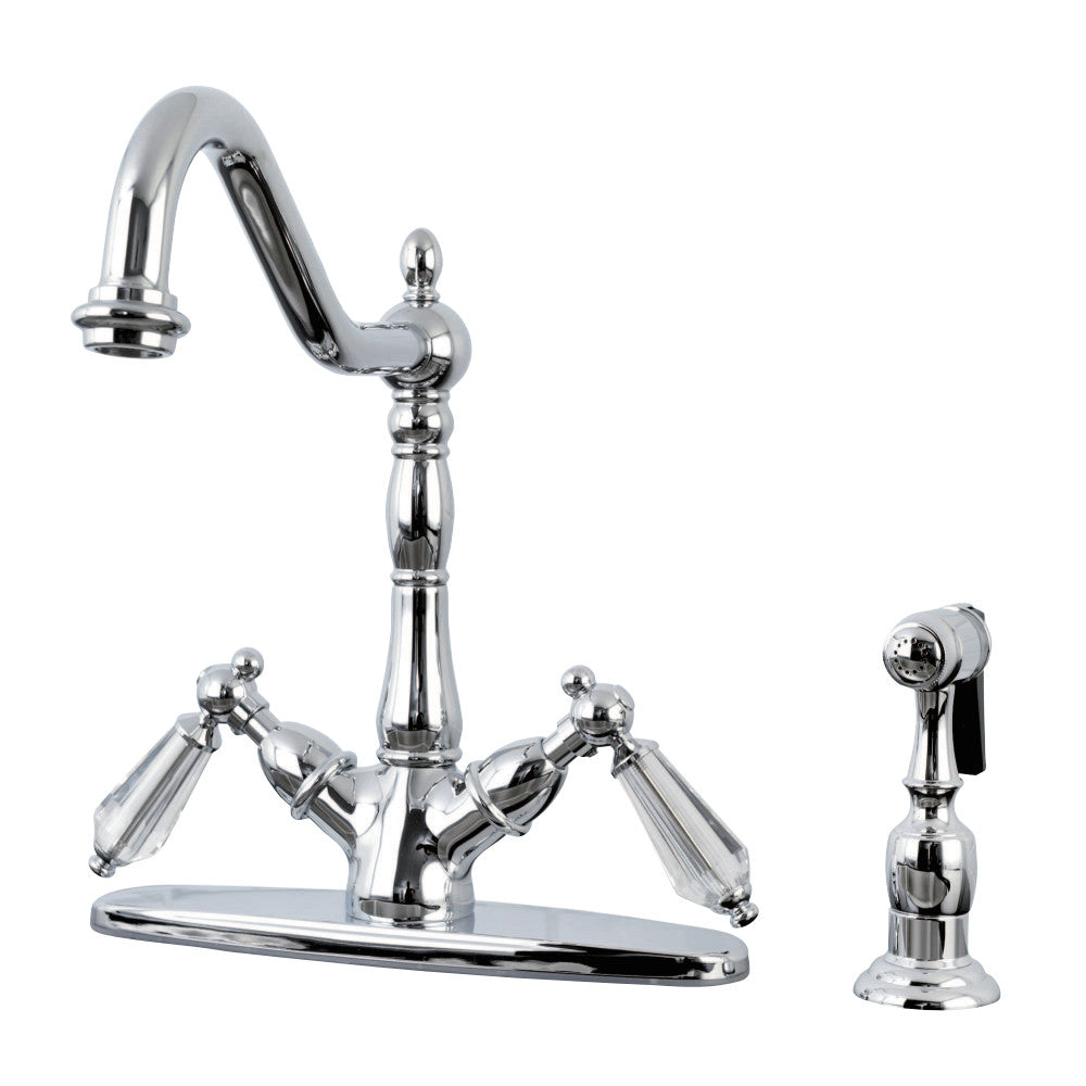 Kingston Brass KS1231WLLBS Mono Deck Mount Kitchen Faucet with Brass Sprayer, Polished Chrome - BNGBath