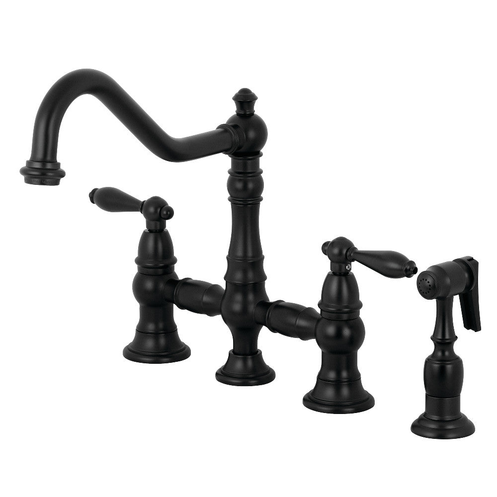 Kingston Brass KS3270ALBS Kitchen Faucet with Side Sprayer, Matte Black - BNGBath