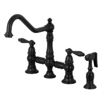 Thumbnail for Kingston Brass KS3270ALBS Kitchen Faucet with Side Sprayer, Matte Black - BNGBath