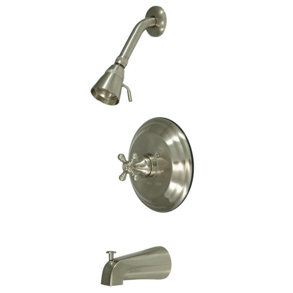 Kingston Brass GKB2638BX Water Saving Metropolitan Tub & Shower Faucet with Cross Handles, Brushed Nickel - BNGBath