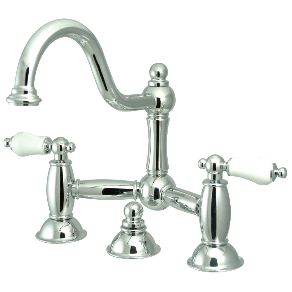 Kingston Brass KS3911PL Restoration Bathroom Bridge Faucet, Polished Chrome - BNGBath