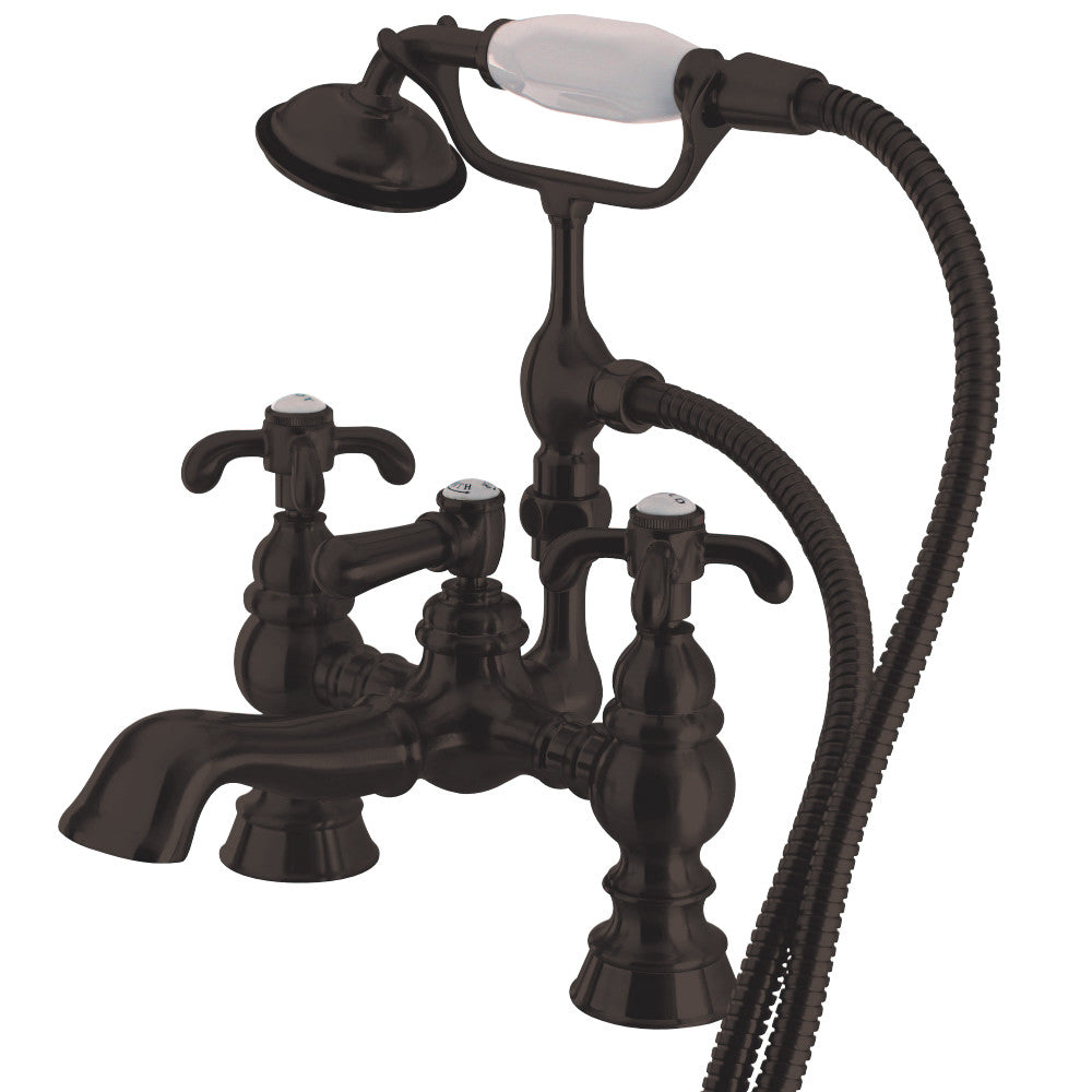 Kingston Brass CC1158T5 Vintage 7-Inch Deck Mount Tub Faucet with Hand Shower, Oil Rubbed Bronze - BNGBath