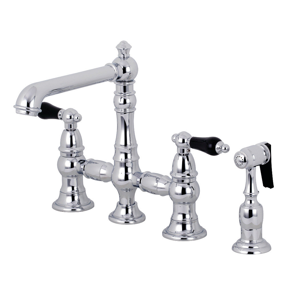 Kingston Brass KS7271PKLBS Duchess Bridge Kitchen Faucet with Brass Sprayer, Polished Chrome - BNGBath