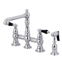 Thumbnail for Kingston Brass KS7271PKLBS Duchess Bridge Kitchen Faucet with Brass Sprayer, Polished Chrome - BNGBath