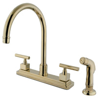 Thumbnail for Kingston Brass KS8792CQL Claremont Centerset Kitchen Faucet, Polished Brass - BNGBath