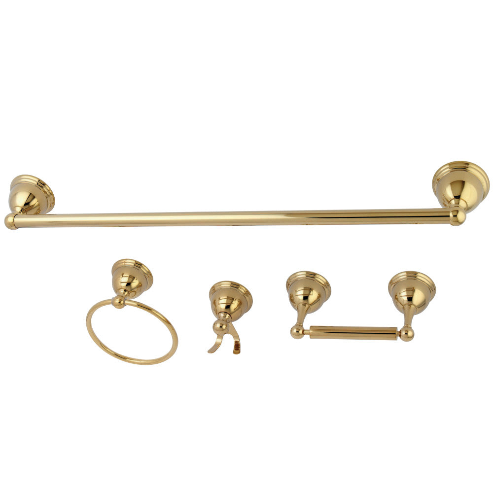 Kingston Brass BAK3961478PB Restoration 4-Piece Bathroom Hardware, Polished Brass - BNGBath