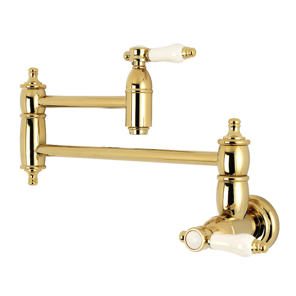 Kingston Brass KS3102BPL Bel-Air Wall Mount Pot Filler Kitchen Faucet, Polished Brass - BNGBath