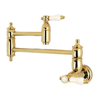 Thumbnail for Kingston Brass KS3102BPL Bel-Air Wall Mount Pot Filler Kitchen Faucet, Polished Brass - BNGBath