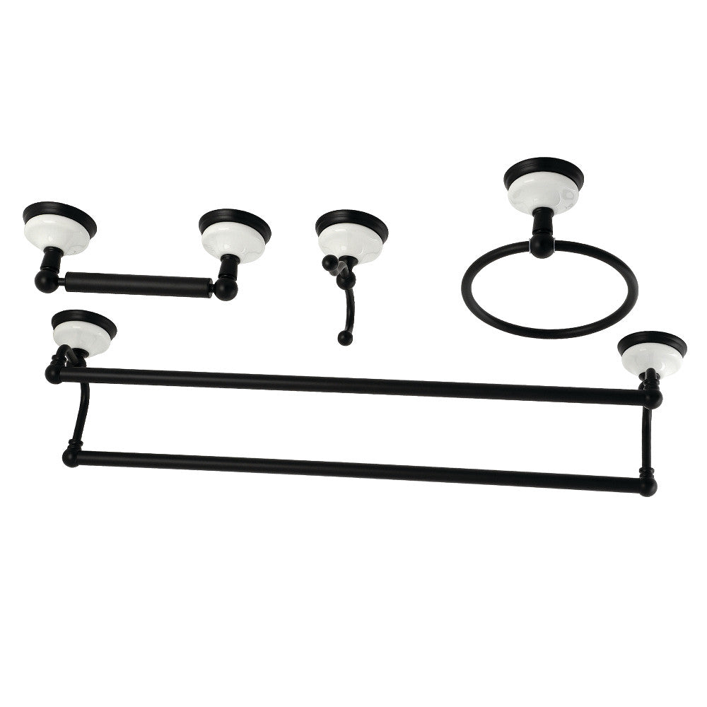 Kingston Brass BAK1113478MB Victorian 4-Pieces Dual Towel Bar Bathroom Hardware Set, Matte Black - BNGBath