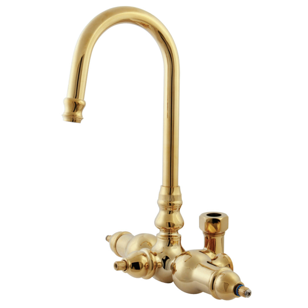 Kingston Brass ABT200-2 Vintage Gooseneck Faucet With Back Outlet & Diverter, Polished Brass - BNGBath