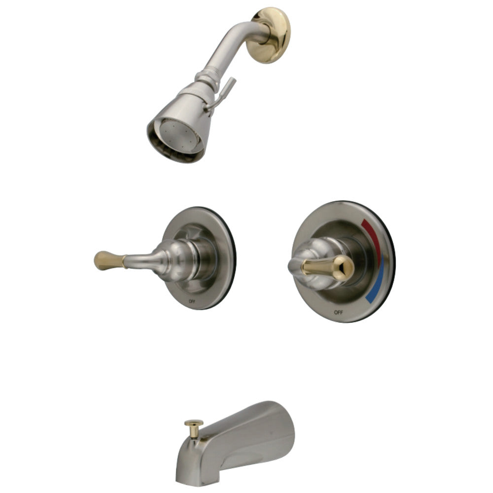 Kingston Brass KB679 Magellan Pressure Balanced Tub Shower Faucet, Brushed Nickel/Polished Brass - BNGBath