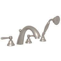 Thumbnail for ROHL Verona 4-Hole Deck Mount C-Spout Tub Filler with Handshower - BNGBath