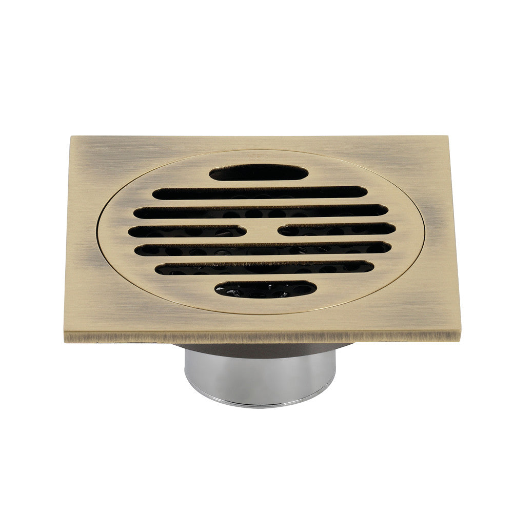 Kingston Brass BSF4262AB Watercourse Symmetric 4" Square Grid Shower Drain, Antique Brass - BNGBath