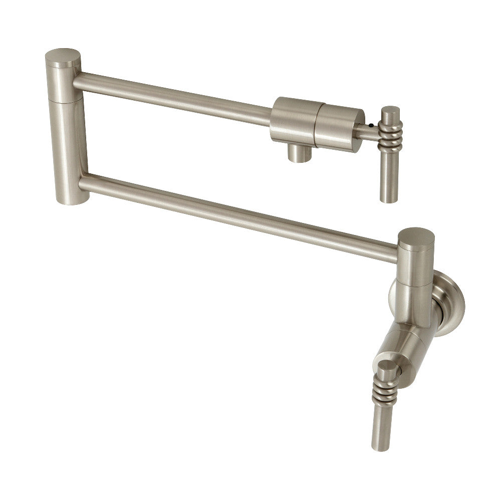 Kingston Brass KS4108ML Milano Wall Mount Pot Filler, Brushed Nickel - BNGBath