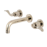 Thumbnail for Kingston Brass KS8126DFL NuWave 2-Handle Wall Mount Bathroom Faucet, Polished Nickel - BNGBath