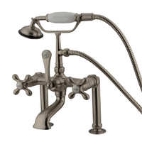 Thumbnail for Kingston Brass CC109T8 Vintage 7-Inch Deck Mount Clawfoot Tub Faucet with Hand Shower, Brushed Nickel - BNGBath