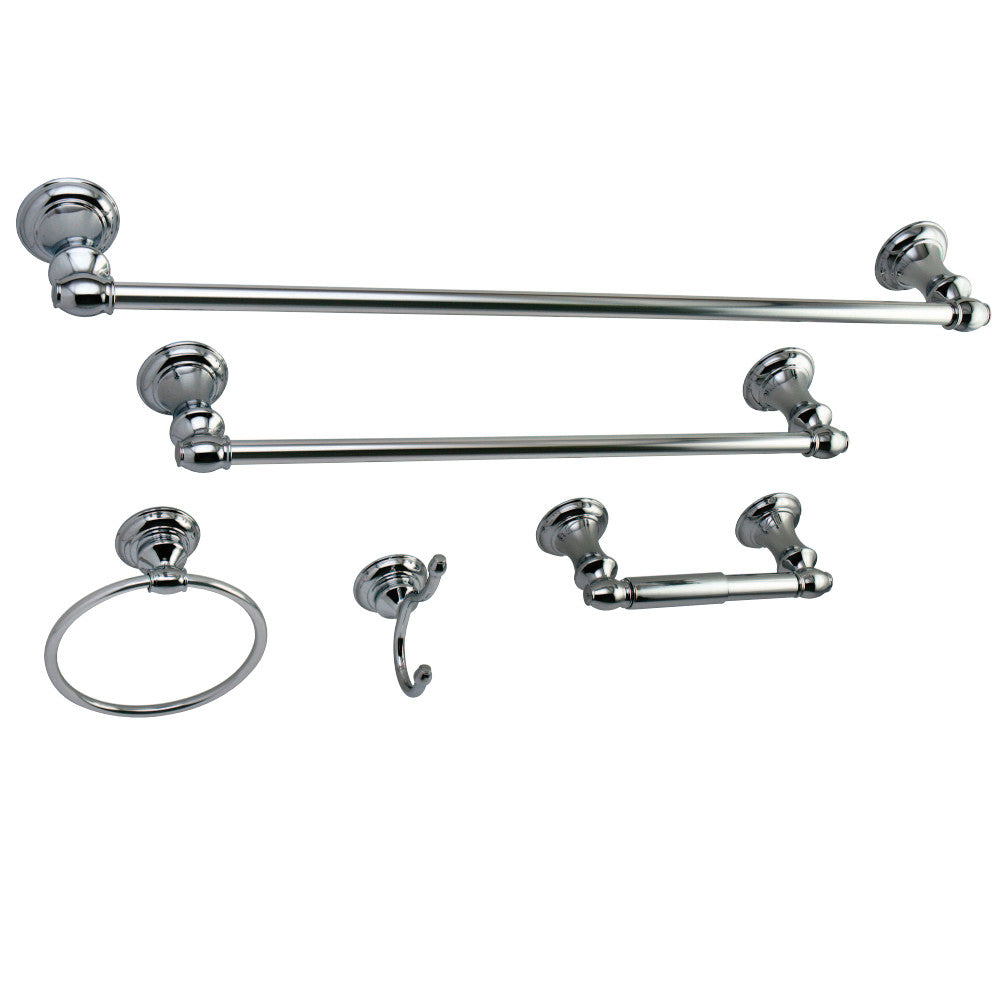 Kingston Brass BAHK2612478C Provence 5-Piece Bathroom Accessory Set, Polished Chrome - BNGBath