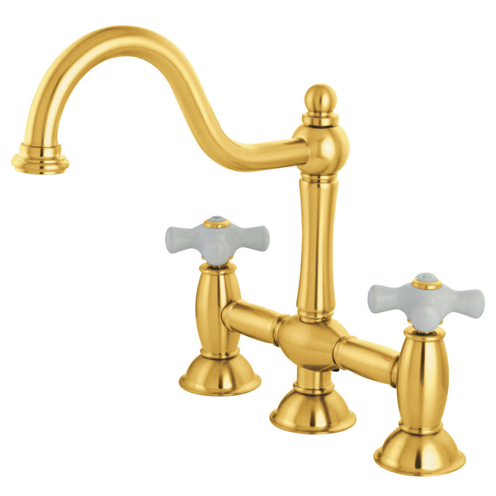 Kingston Brass KS3782PX Restoration Bridge Kitchen Faucet, Polished Brass - BNGBath