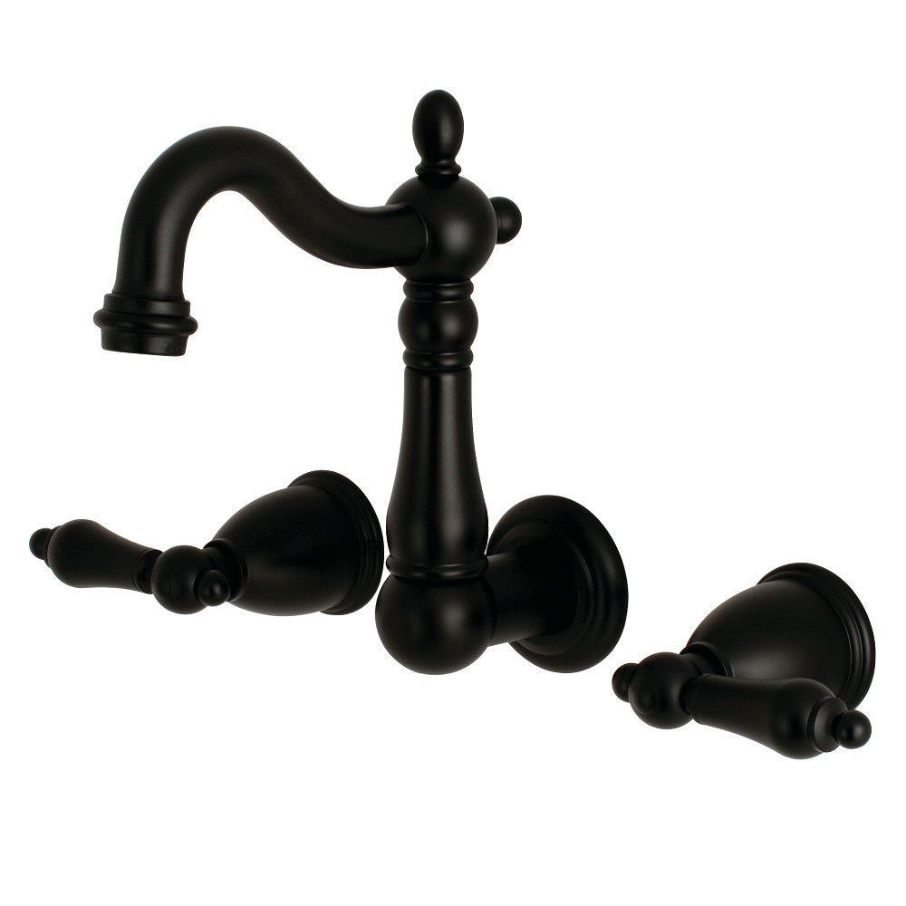 Kingston Brass KS1220AL 8-Inch Center Wall Mount Bathroom Faucet, Matte Black - BNGBath