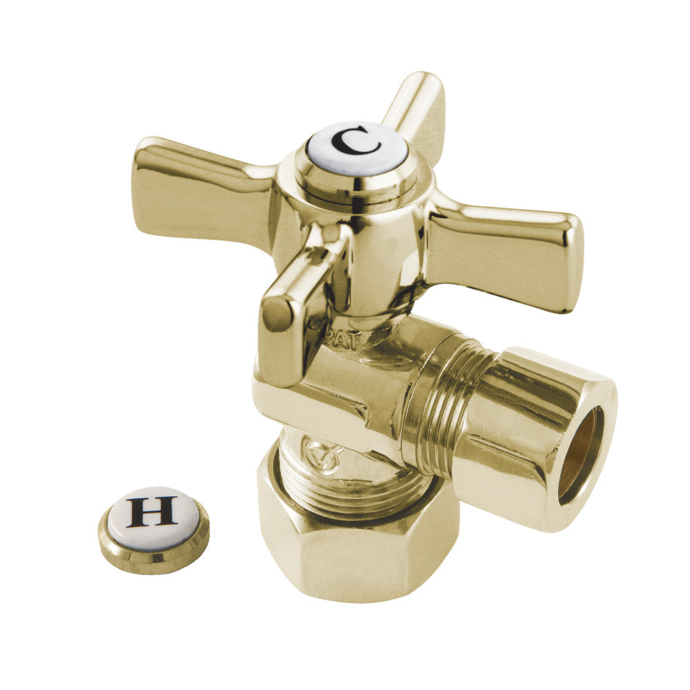 Kingston Brass CC54402ZX 5/8" OD Comp X 1/2" OD Comp Angle Stop Valve, Polished Brass - BNGBath