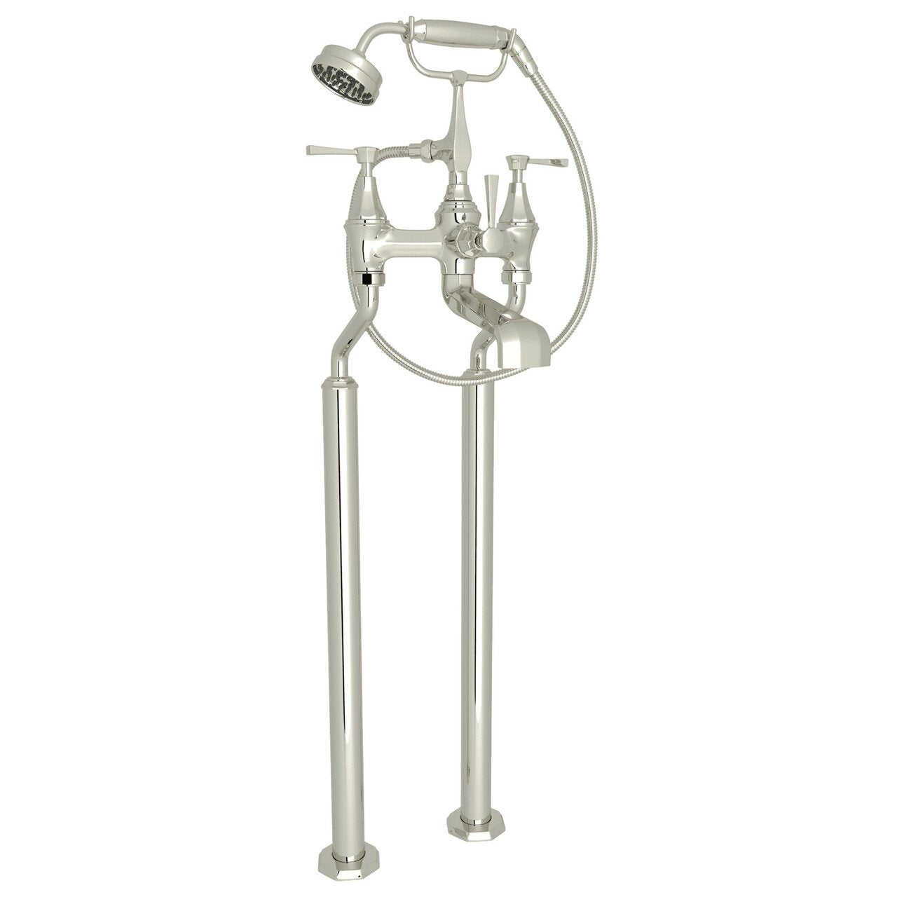 Perrin & Rowe Deco Exposed Floor Mount Tub Filler with Handshower - BNGBath