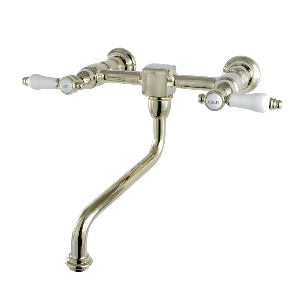 Kingston Brass KS1212BPL Bel-Air Wall Mount Bathroom Faucet, Polished Brass - BNGBath