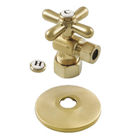 Thumbnail for Kingston Brass CC53307XK 5/8-Inch X 3/8-Inch OD Comp Quarter-Turn Angle Stop Valve with Flange, Brushed Brass - BNGBath