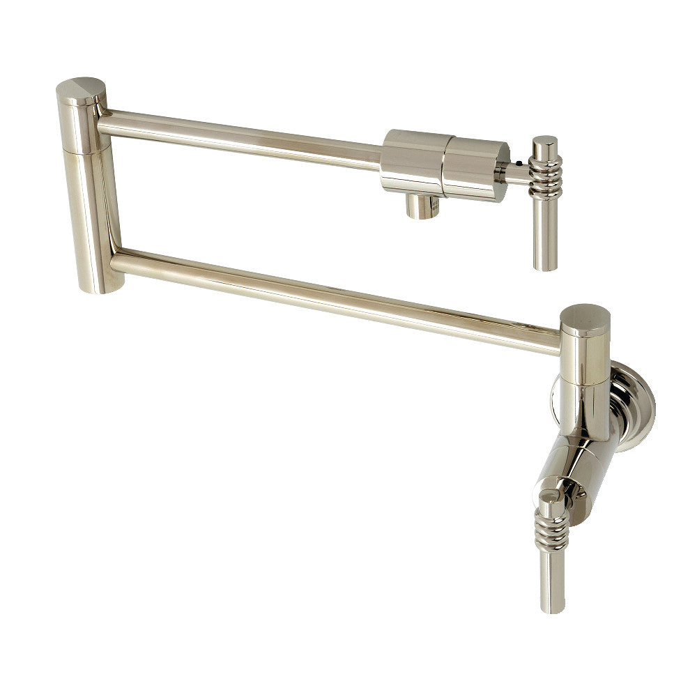 Kingston Brass KS4106ML Milano Wall Mount Pot Filler, Polished Nickel - BNGBath