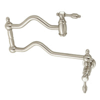 Thumbnail for Kingston Brass KS2108TAL Tudor Wall Mount Pot Filler, Brushed Nickel - BNGBath