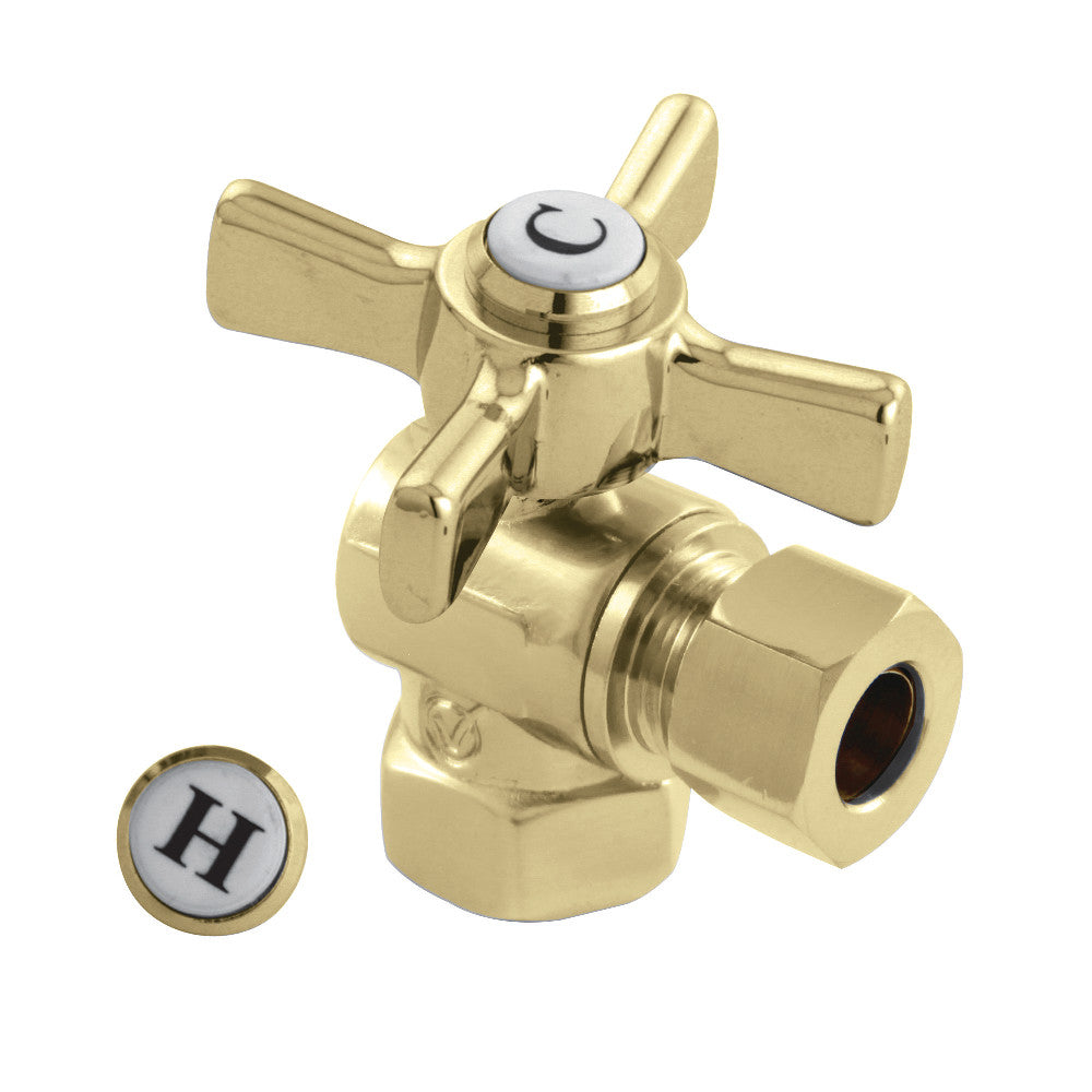 Kingston Brass CC33102ZX 3/8" FIP X 3/8" OD Comp Angle Stop Valve, Polished Brass - BNGBath