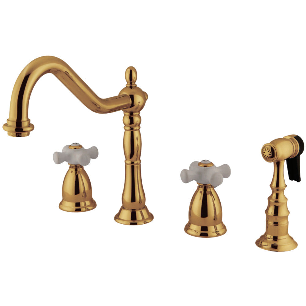 Kingston Brass KS1792PXBS Widespread Kitchen Faucet, Polished Brass - BNGBath