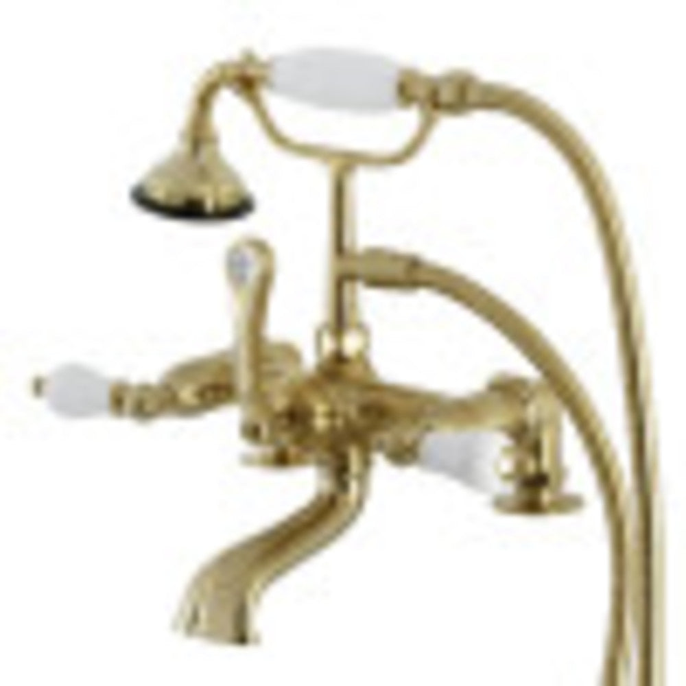 Kingston Brass AE55T7 Aqua Vintage Wall Mount Tub Faucet with Hand Shower, Brushed Brass - BNGBath