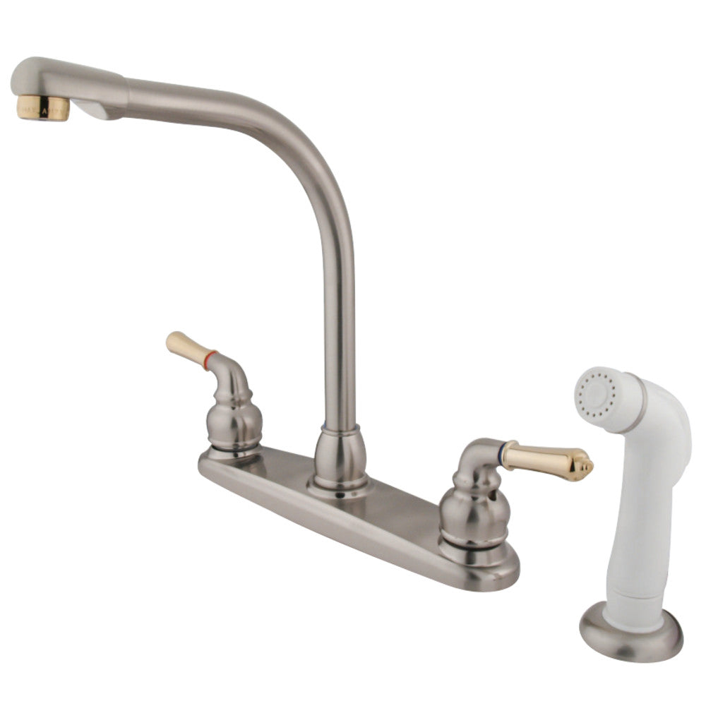 Kingston Brass KB759 Magellan 8-Inch Centerset Kitchen Faucet, Brushed Nickel/Polished Brass - BNGBath