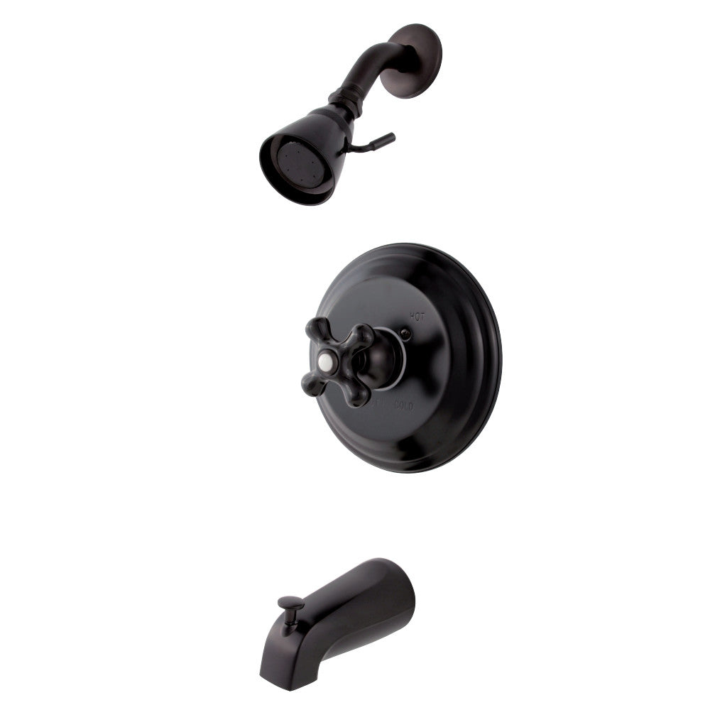 Kingston Brass KB3635PKX Duchess Tub and Shower Faucet with Cross Handle, Oil Rubbed Bronze - BNGBath