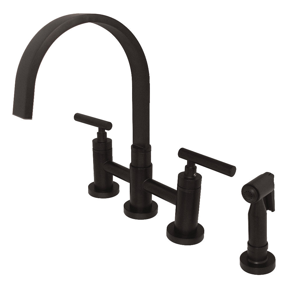 Kingston Brass KS8265CMLBS Manhattan 2-Handle Kitchen Faucet with Brass Side Sprayer, Oil Rubbed Bronze - BNGBath