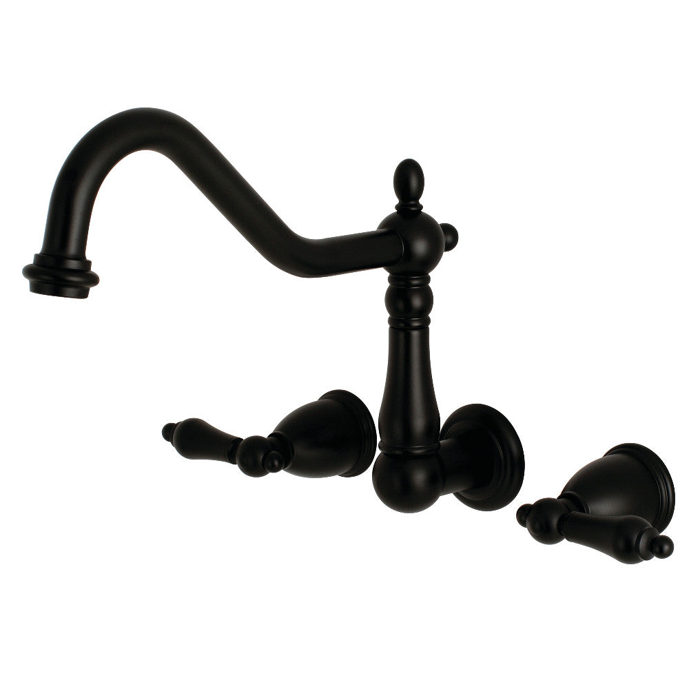 Kingston Brass KS1280AL Wall Mount Kitchen Faucet, Matte Black - BNGBath