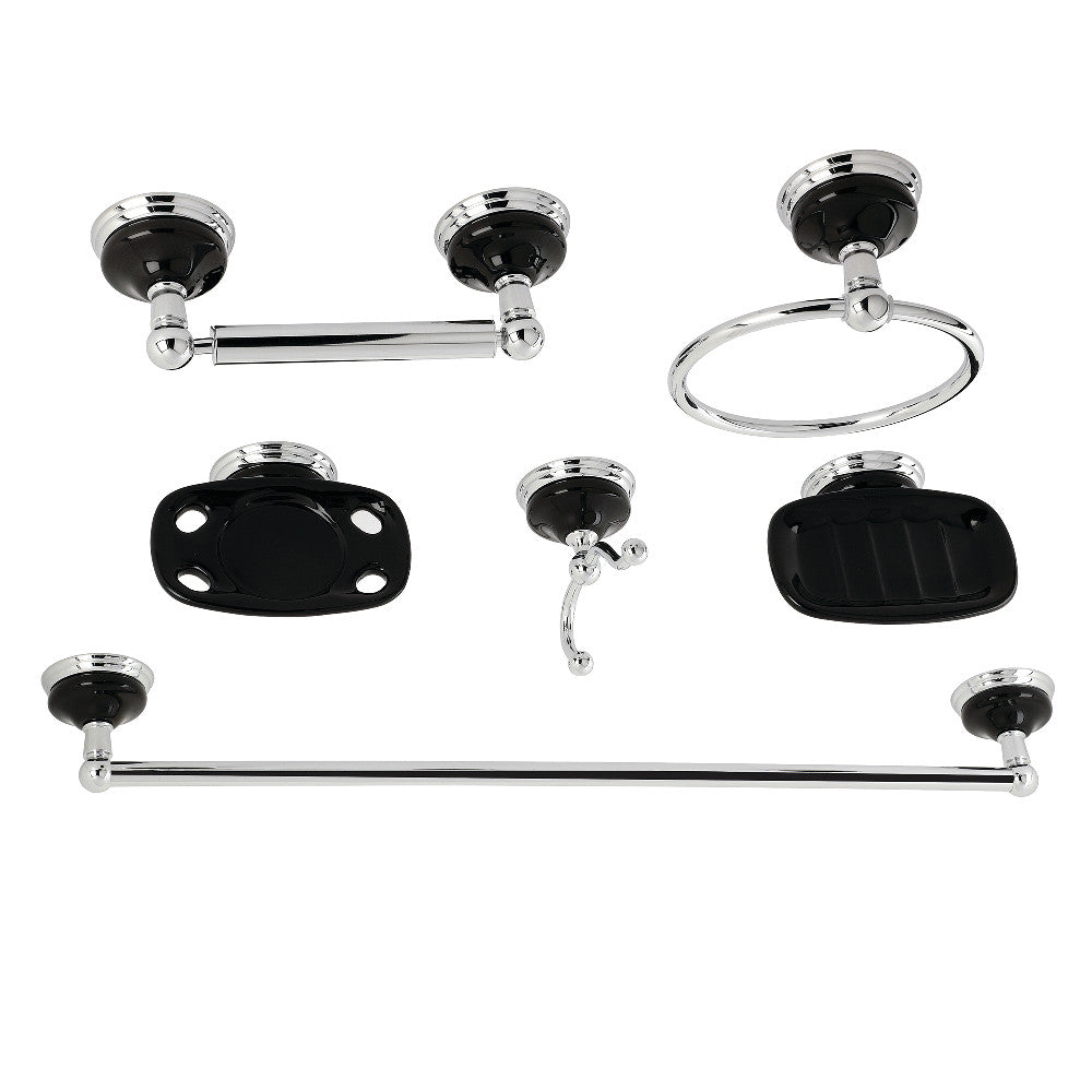 Kingston Brass BAK9110C2 Water Onyx 6-Piece Bathroom Accessory Set, Polished Chrome - BNGBath