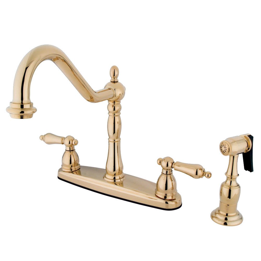 Kingston Brass KB1752ALBS Heritage Centerset Kitchen Faucet, Polished Brass - BNGBath