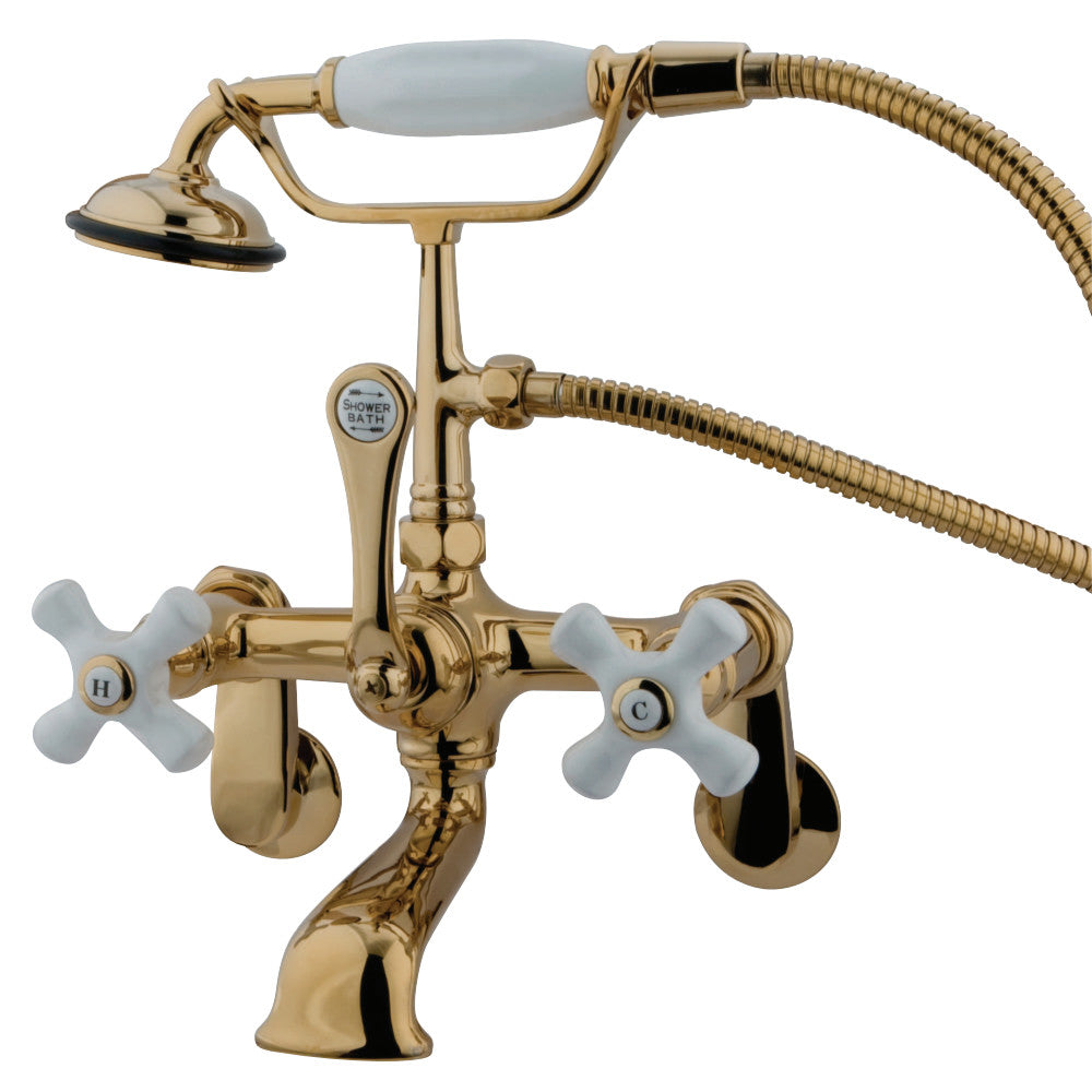 Kingston Brass CC59T2 Vintage Adjustable Center Wall Mount Tub Faucet, Polished Brass - BNGBath