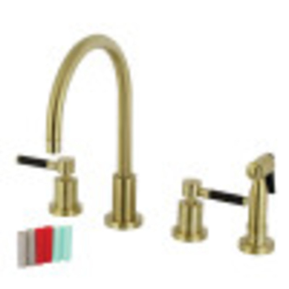 Kingston Brass KS8727DKLBS Kaiser 8-Inch Widespread Kitchen Faucet with Brass Sprayer, Brushed Brass - BNGBath