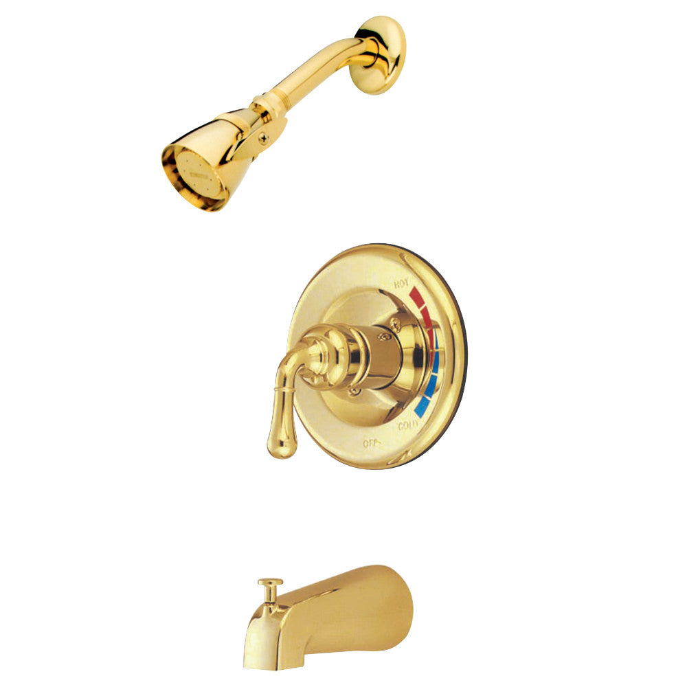 Kingston Brass KB632 Magellan Single Handle Operation Tub & Shower Faucet, Polished Brass - BNGBath