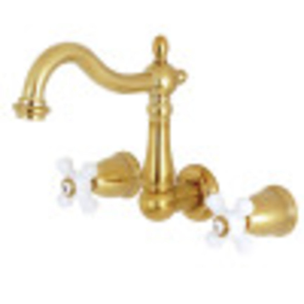 Kingston Brass KS1257PX 8-Inch Center Wall Mount Bathroom Faucet, Brushed Brass - BNGBath